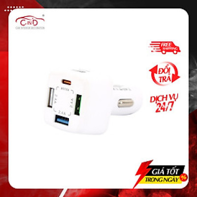 Tẩu Sạc 3 Cổng USB 2.4A 10W Và 1 Cổng Type C PD20W CIND - Hàng Nhập Khẩu