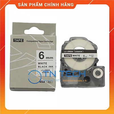 Nhãn in TEPRA - EPSON LC-2WBN (SS6KW) – Chữ đen nền trắng 6MM X 8M  - Dùng cho máy in nhãn TEPRA - EPSON [Hàng nhập khẩu]