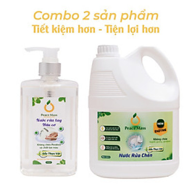 Combo Sản Phẩm Gốc Thực Vật RCB1 Peace Mass - Nước Rửa Chén 3.6l + Nước Rửa Tay 340ml (Thuộc nhóm Sản phẩm Lành tính /Sinh học)