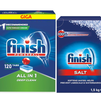 Combo Viên Finish All in one 120V + 1.5kg Muối rửa bát Finish chuyên dùng cho máy