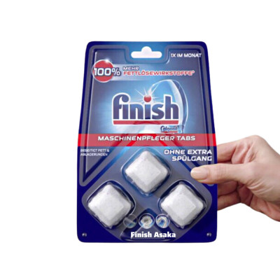 Viên vệ sinh làm sạch sâu trong máy rửa bát Finish Vỉ 3 viên - Chính Hãng.