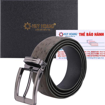 Thắt Lưng Nam Da Đà Điểu Bản Lớn Da Hột Đầu Kim Huy Hoàng HT4442 - Xanh Rêu