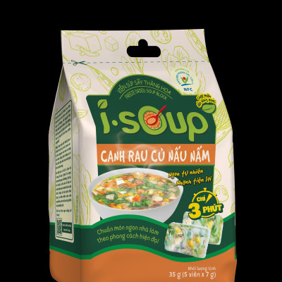 Canh Rau Củ Nấu Nấm Ăn Liền I-Soup 35g 05 viên