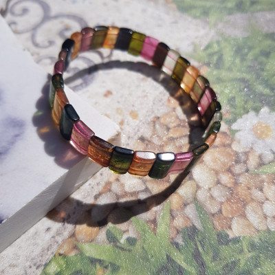 Vòng Tay Vip Đá Tourmaline Bản Khúc Chất liệu đá Tourmaline tự nhiên Vòng màu đa sắc bóng đều đẹp nữ tất cả các mệnh đeo tay may mắn tài lộc đẹp ạ