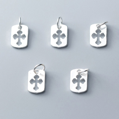 Combo 3 cái charm bạc miếng có hình thánh giá treo - Ngọc Quý Gemstones