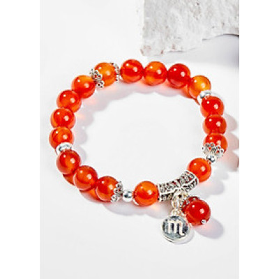 Vòng Tay Phong Thủy Nữ Đá Mã Não Đỏ Phối Charm Cung Hoàng Đạo Thiên Yết (8mm) Mệnh Hỏa, Thổ Ngọc Quý Gemstones