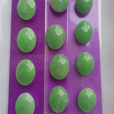 BỘ Lắc Tay Mới Oval 4 viên Xanh Ngọc Tươi đều bóng đẹp Size Dài 16mm x Ngang 12mm x cao 5mm Đá Ngọc Cẩm Thạch tự nhiên Nữ mệnh mộc hỏa thủy bọc vàng đeo đẹp sang món quà tặng ý nghĩa gửi đến Mẹ và người thân ạ