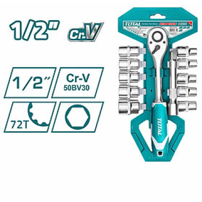 BỘ 12 CÁI SOCKET (1/2 INCH) & CẦN 2 CHIỀU TOTAL THT141121 - HÀNG CHÍNH HÃNG