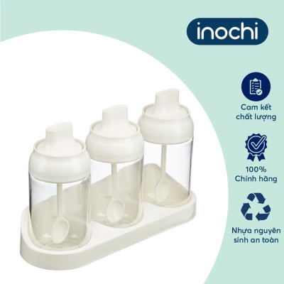 BỘ 3 LỌ GIA VỊ  Yoko Inochi -Chất lượng nhựa tritan nguyên sinh đạt chuẩn xuất Nhật , EU an toàn, cao cấp, tích hợp muỗng, tiện lợi khi sử dụng - Hàng chính hãng ( Tặng kèm khăn lau pakasa)