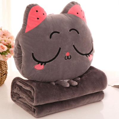 Bộ chăn gối ngủ văn phòng hình  mèo chibi 3 in 1, mẫu ngẫu nhiên-  hàng chính hãng