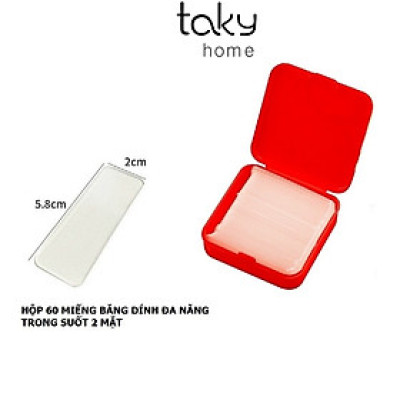Hộp 60 Miếng Keo Dính Trong Suốt 2 Mặt Tiện Dụng, Băng Dính Trong Suốt Cố Định Đồ Vật, Có Thể Tái Sử Dụng, Tiện Ích Trong Gia Đình. TakyHome 6006