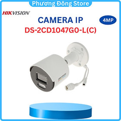 Camera IP COLORVU Lite HIKVISION DS-2CD1047G0-L 4MP có màu ban đêm, hỗ trợ đèn trợ sáng 30m - Hàng chính hãng