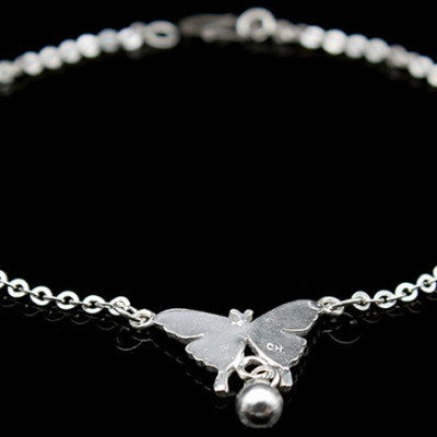 Lắc Chân Nữ Bạc Ý Bạc Hiểu Minh LC115 Con Bướm