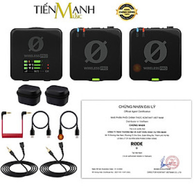 Micro Rode Wireless Pro 2 Phát 1 Thu - Mic Không Dây Thu Âm Livestream, Phỏng vấn Ngoài Trời Microphonen Hàng Chính Hãng
