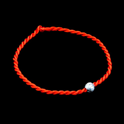 Lắc Tay Nữ Bạc Hiểu Minh LTU528 Chỉ Đỏ Mix Bi Bạc Phay