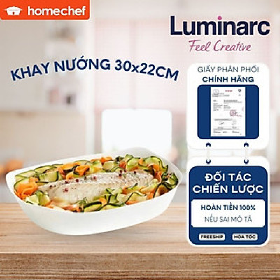 Khay nướng thủy tinh chịu nhiệt Luminarc Cuisine Carine 30x22 (cm) - P8332, dùng lò nướng, lò vi sóng | Hàng chính hãng