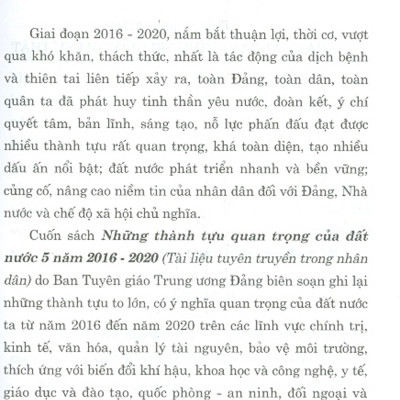 Những Thành Tựu Quan Trọng Của Đất Nước - 5 Năm 2016-2020 (Tài Liệu Tuyên Truyền Trong Nhân Dân)