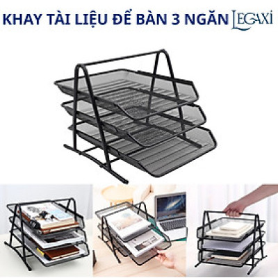 Khay Kệ Đựng Tài Liệu ĐỂ BÀN 3 Ngăn, Kệ Khay Lưới Kim Loại Đựng Hồ Sơ Giấy Tờ Văn Phòng, Học Sinh