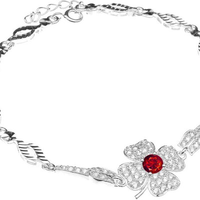 Lắc Tay Nữ Cỏ 4 Lá May Mắn Bạc Hiểu Minh LTU329F