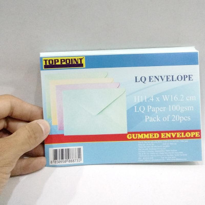 Bao Thư Màu Giấy Thơm Toppoint 11.4 x 16.2cm - Xanh (20 Cái/Lốc)