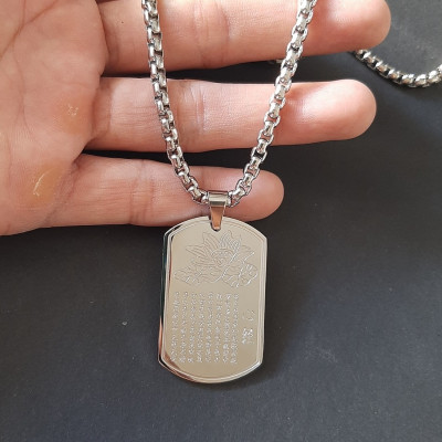 Dây chuyền nam khắc bát nhã tâm kinh, mặt inox cao cấp, dây titan cao cấp rộng 3-4mm, dài 50cm