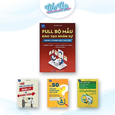 Combo 4 sách: Mẫu đào tạo nhân sự, 100 Mẫu câu giao tiếp, Bộ 50 câu hỏi tuyển dụng, Bảng biểu GoogleSheet