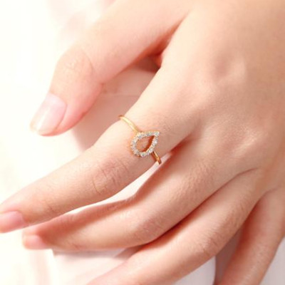 Nhẫn bạc 925 mạ vàng 18k nữ đẹp giọt lệ giá rẻ đính tấm CZ cao cấp tphcm Gix Jewel N06