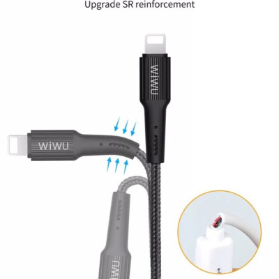 Cáp Wiwu Gear Charging & Sync Cable 2.4A 1.2M G20 cho các thiết bị sạc Type-C, hỗ trợ sạc nhanh, chống rối - Hàng chính hãng