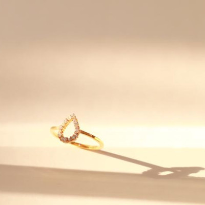 Nhẫn bạc 925 mạ vàng 18k nữ đẹp giọt lệ giá rẻ đính tấm CZ cao cấp tphcm Gix Jewel N06