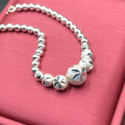 Vòng , Lắc Tay Chân Cho Bé Bạc Ta Kiểu Bi Phay Tinh Tế BẠC HIỂU MINH LTE533