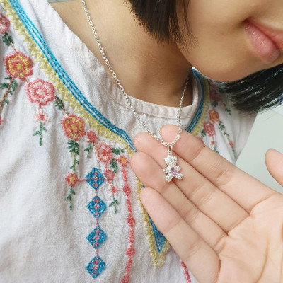 Dây Chuyền Trẻ Em Bạc 925 Hình Mặt Gấu Dễ Thương BẠC HIỂU MINH DTE063