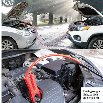Combo Dây Câu Kích Bình Ắc-Quy Cho Xe Ô Tô 2000AMP Kích Thước 4 mét và Búa thoát hiểm Ô tô đa năng