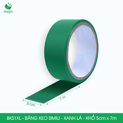 BKS1XL - 1 cuộn băng keo Simili khổ 5cm x 7m - Xanh lá - Băng dính dán gáy sách, đóng cuốn