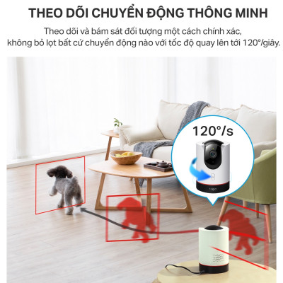 Camera trong nhà TP-Link Tapo C225 - Quay quét 360 độ, Phát hiện người, vật và xe cộ, Đàm thoại 2 chiều - Hàng chính hãng