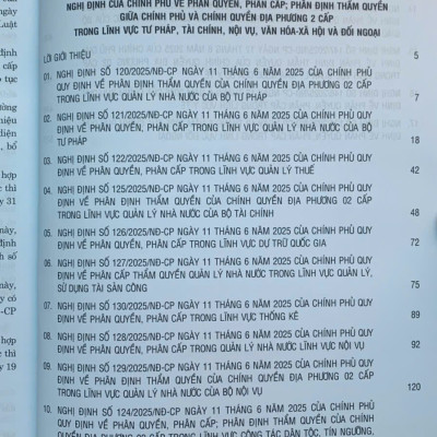 Hệ thống các nghị định của Chính phủ về phân quyền, phân cấp; phân định thẩm quyền Chính phủ và chính quyền địa phương 2 cấp (quyển 1 và 2)