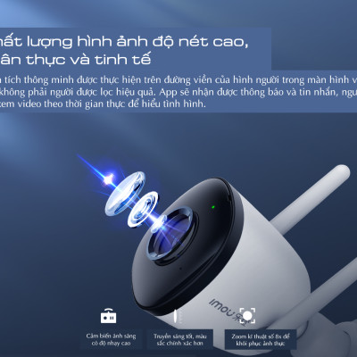 Camera IP ngoài trời IMOU BULLET 2C F22P F42P Full HD Wifi Hotspot, chống nước - Hàng chính hãng