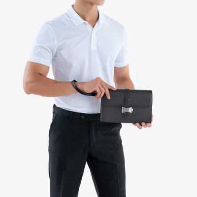 Clutch Nam Hàng Hiệu Ví Da Cầm Tay GENCE HT10 Da Bò Cao Cấp Màu Đen