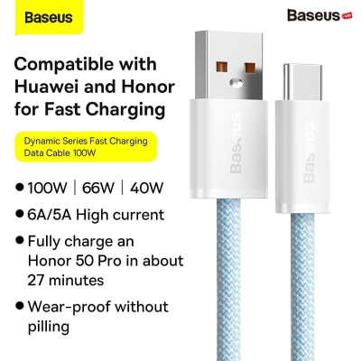 Cáp sạc nhanh siêu bền Baseus Dynamic Series Fast Charging Data Cable USB to Type-C 100W CALD- hàng chính hãng