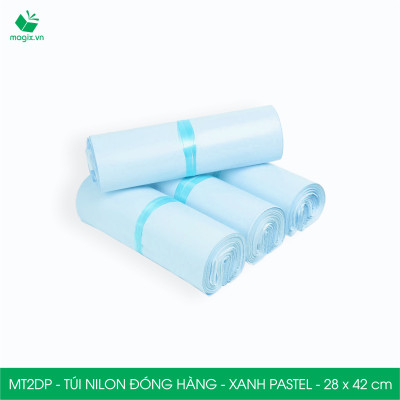 MT2DP - 28x42 cm  - Túi nilon gói hàng - 100 túi niêm phong đóng hàng màu xanh pastel