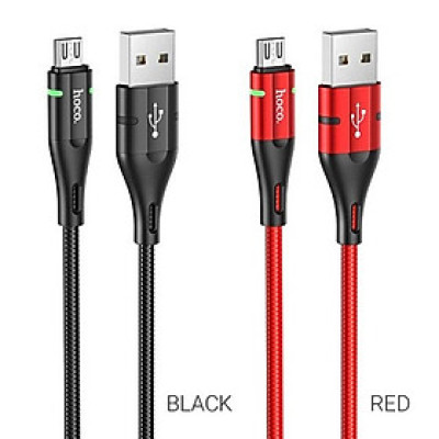 Cáp Sạc Và Truyền Dữ Liệu Hoco U93 Cổng Micro Có Đèn Led Dây Dài 1.2m - Hàng Chính Hãng