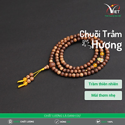 Chuỗi Trầm Thiên Nhiên Đính Hồ Lô Vàng Tĩnh Điện