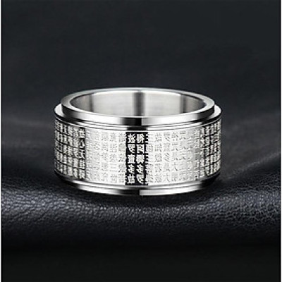 Nhẫn xoay Bát Nhã Tâm Kinh khắc chữ Vạn - Nhẫn phong thủy Hán ngữ may mắn bình an Ri99