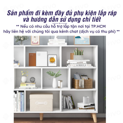 Tủ Kệ Sách Gỗ Đẹp Hiện Đại Đa Tầng FIVO Mã FB60 Chất Liệu Gỗ MDF Phủ Melamine Chống Thấm Bề Mặt, Dễ Dàng Lắp Ráp Có Kèm Tấm Lưng (Kích Thước 100x24x107cm)