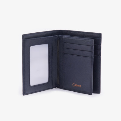 Ví Nam Bỏ Túi Da Thật GENCE C17 Chất Liệu Da Bò Cao Cấp Màu Xanh Navy Dáng Dọc