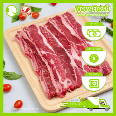 [GIAO NHANH HCM]  Sườn Bò Mỹ Có Xương Cắt Lát Nướng BBQ - Khay 500Gr
