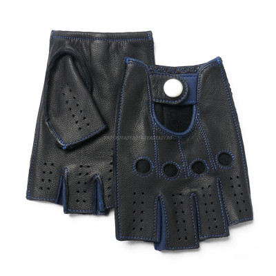 Găng tay nam hở ngón da cừu cao cấp BHYST79 Bao da phượt. Da thật nguyên tấm, Thoải mái lái xe