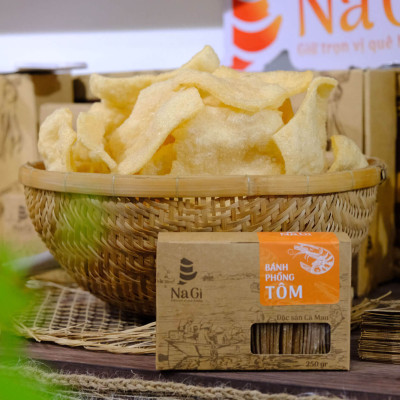 Đặc Sản Cà Mau - Bánh Phồng Tôm - Đặc biệt 50% tôm, Đặc sản Cà Mau, thương hiệu NaGi - Hộp 250g
