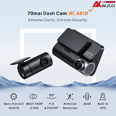 [HÀNG CHÍNH HÃNG-PHIÊN BẢN QUỐC TẾ] Camera Hành Trình 70mai A810 Ghi hình Đồng Thời 2 Mắt Trước Sau, Video Chất Lượng 4K UHD.