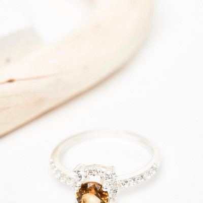 Nhẫn đá citrine thạch anh vàng ni 17 mệnh thổ, kim - Ngọc Quý Gemstones