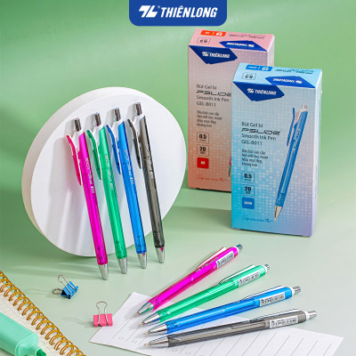 Combo 20 Bút Gel B Thiên Long GEL-B011 ngòi 0,5mm mực xanh đỏ đen kiểu dáng đơn giản có đệm mềm giúp cầm tay êm
